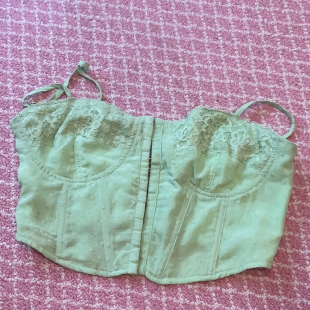 LA Hearts Lace Trim Bustier - Light Green